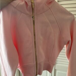 Lululemon Strawberry Milkshake Hoodie with a gold zipper